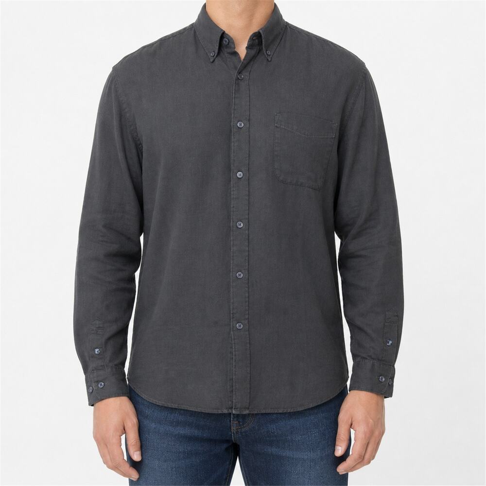 32 Bar Blues Shirt Mens Large Gray Long Sleeve Straight Classic Button-Down